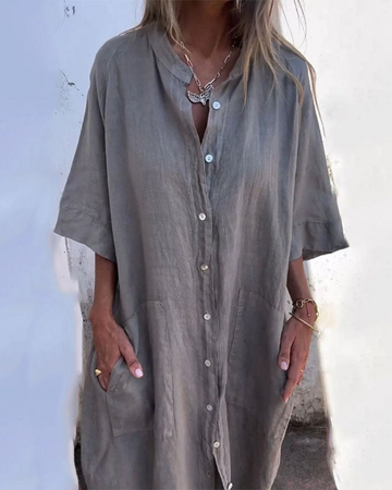 Melanie | Ibiza-Style Casual Shirt Dress at Ankle Length