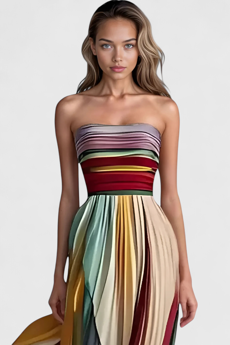 Leonie | Colorful Sleeveless Pleated Dress