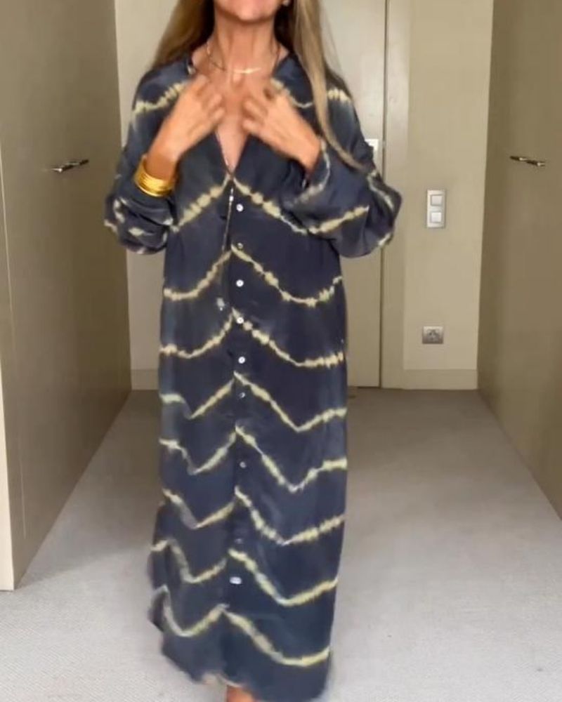 Sienna | Boho Striped Maxi Dress with Long Sleeves