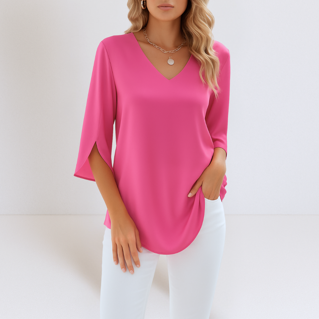 Emery | Elegant V-Neck Blouse with Split Sleeves